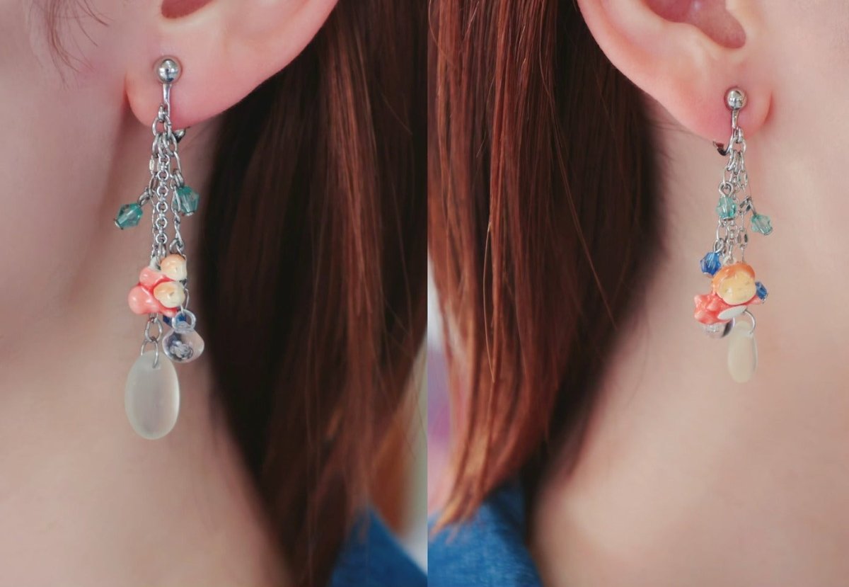Official Ghibli Ponyo Swaying Earrings • Ponyo on the Cliff Japanese Anime Jewelry - Kamaji Market