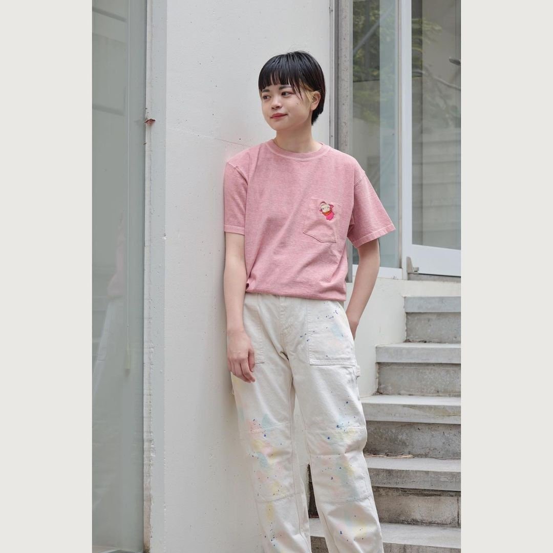 Official Ghibli Ponyo T-shirt Embroided • Ponyo on the Cliff GBL Summer Clothes/Top/Pink Tshirt with Pocket - Kamaji Market