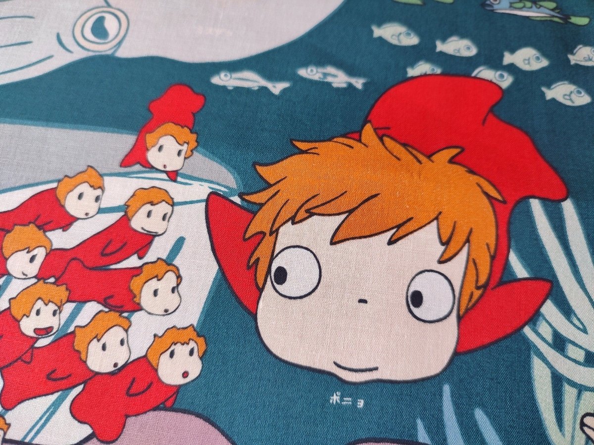 Official Ghibli Ponyo Tapestry/Wall Hanging • Ponyo on the Cliff Bandana/Neckerchief/Scarf/Handkerchief/Interior Decor - Kamaji Market