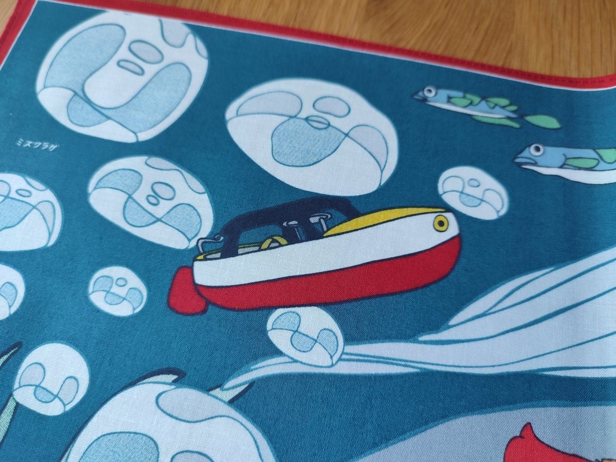 Official Ghibli Ponyo Tapestry/Wall Hanging • Ponyo on the Cliff Bandana/Neckerchief/Scarf/Handkerchief/Interior Decor - Kamaji Market