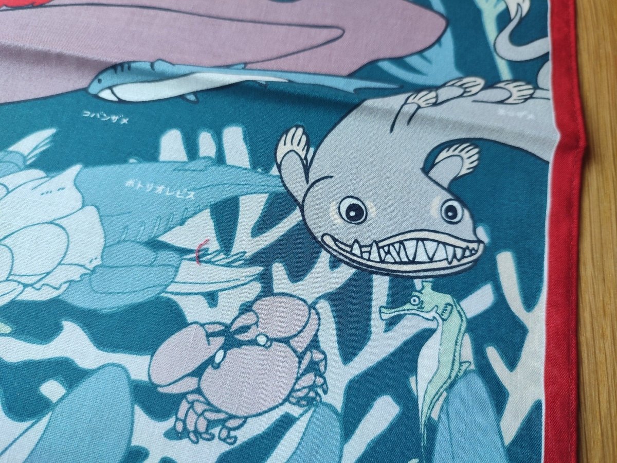 Official Ghibli Ponyo Tapestry/Wall Hanging • Ponyo on the Cliff Bandana/Neckerchief/Scarf/Handkerchief/Interior Decor - Kamaji Market