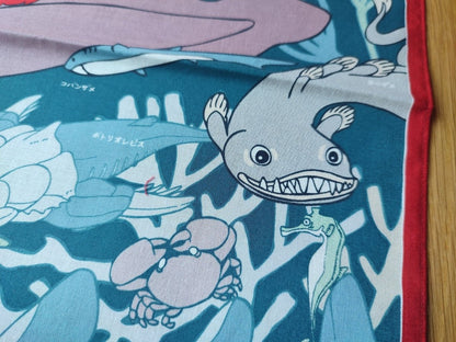 Official Ghibli Ponyo Tapestry/Wall Hanging • Ponyo on the Cliff Bandana/Neckerchief/Scarf/Handkerchief/Interior Decor - Kamaji Market