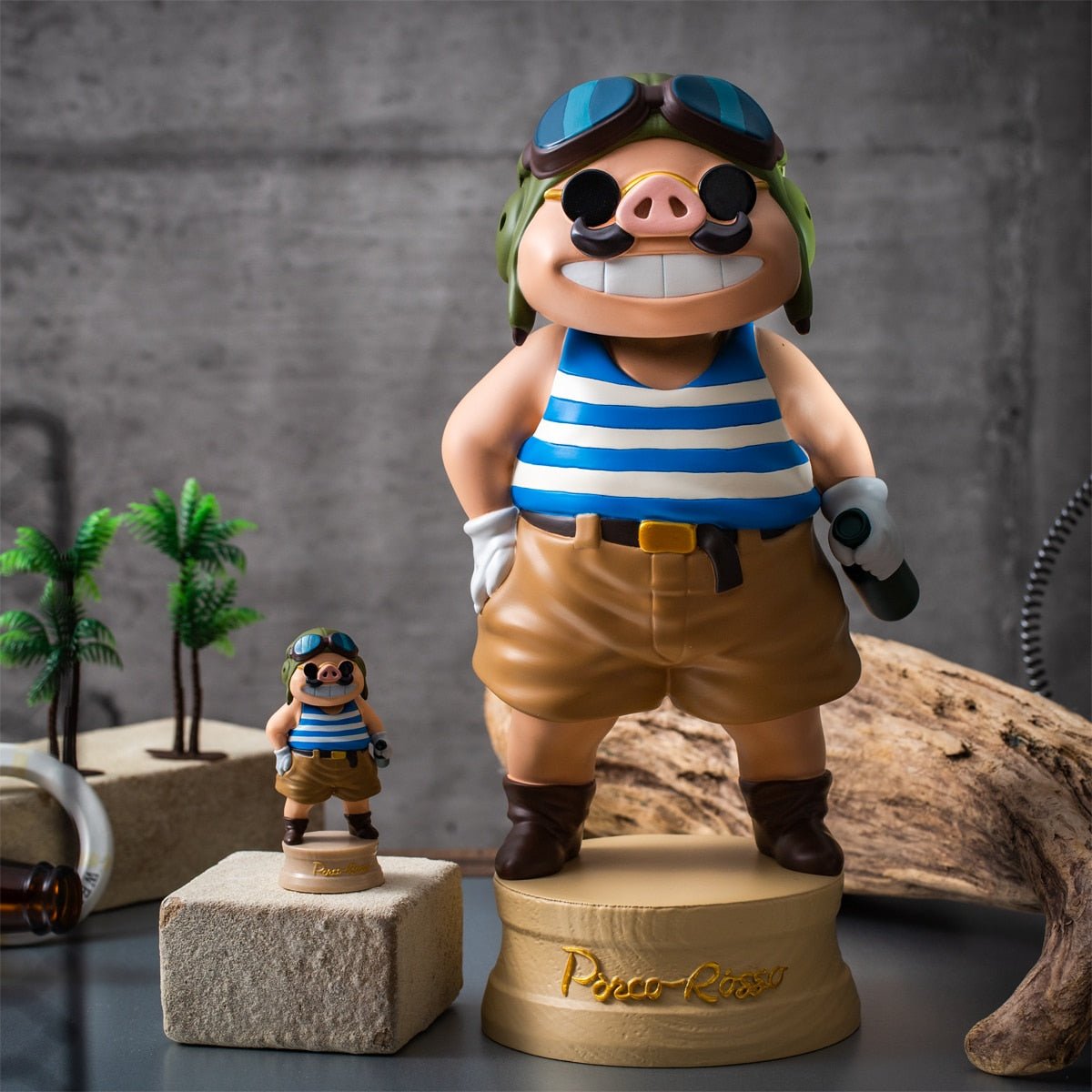 Official Ghibli Porco Rosso Bobble Head HUGE Figure • Crimson Pig Home Decor/Interior Diorama • GBL Porco's Vacation - Kamaji Market