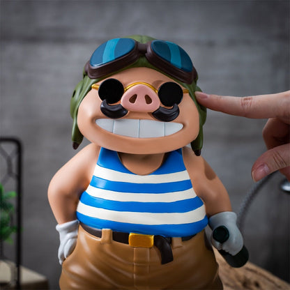 Official Ghibli Porco Rosso Bobble Head HUGE Figure • Crimson Pig Home Decor/Interior Diorama • GBL Porco's Vacation - Kamaji Market