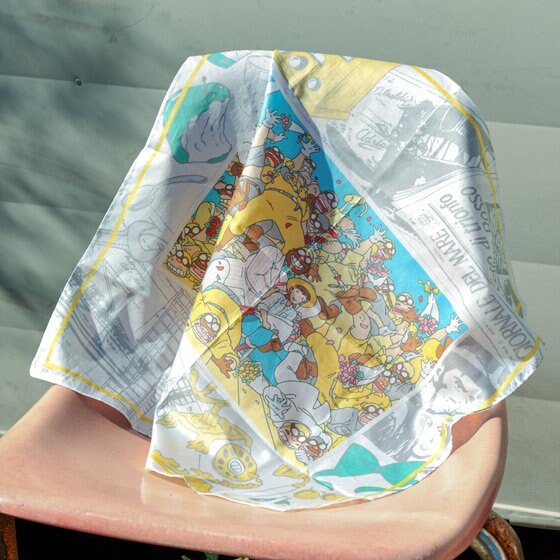 Official Ghibli Porco Rosso Neckerchief/Scarf/Handkerchief • Bandana/Tapestry/Wall Hanging/Interior Decor - Kamaji Market