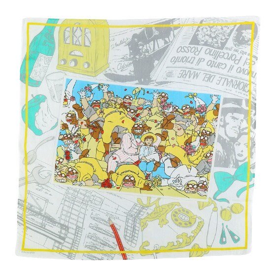 Official Ghibli Porco Rosso Neckerchief/Scarf/Handkerchief • Bandana/Tapestry/Wall Hanging/Interior Decor - Kamaji Market