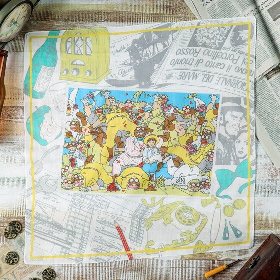 Official Ghibli Porco Rosso Neckerchief/Scarf/Handkerchief • Bandana/Tapestry/Wall Hanging/Interior Decor - Kamaji Market