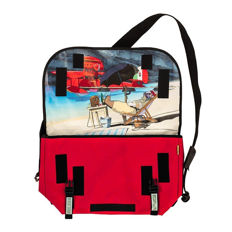 Official Ghibli Porco Rosso Shoulder Bag Size L • Crimson Pig Cycle Cross Body Bag • Made in Japan • Ghibli Museum Exclusive - Kamaji Market