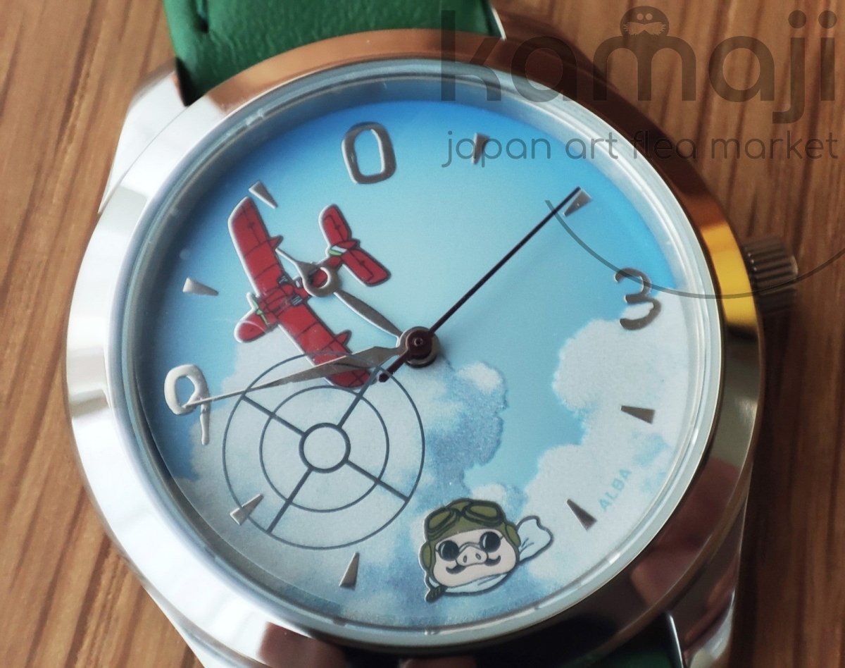 Official Ghibli Porco Rosso Wrist Watch • Crimson Pig ALBA/Seiko Watches • Green Version Limited to 400 - Kamaji Market