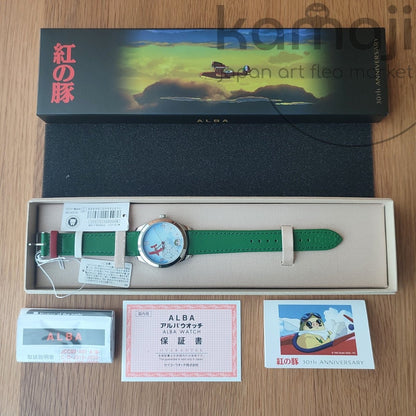 Official Ghibli Porco Rosso Wrist Watch • Crimson Pig ALBA/Seiko Watches • Green Version Limited to 400 - Kamaji Market