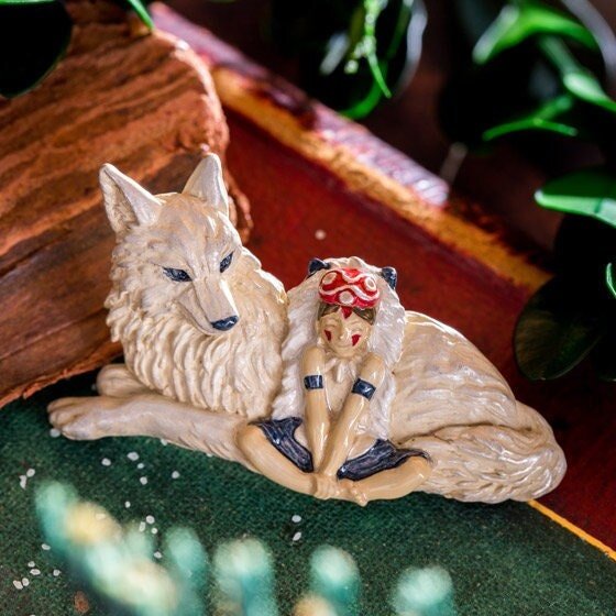 Official Ghibli Princess Mononoke Brooch • San and Moro Pin/Breastpin • Donguri Closet Exclusive - Kamaji Market