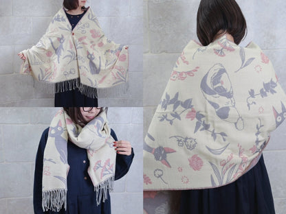 Official Ghibli Shoulder Shawl • Kikis Delivery Service Jacquard Stole/Scarf/Tippet/Cape/Put-on/Muffler • Jiji Gigi - Kamaji Market