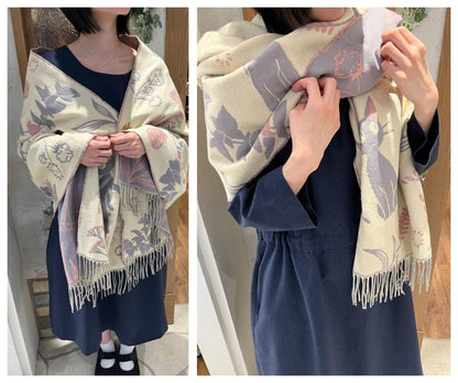 Official Ghibli Shoulder Shawl • Kikis Delivery Service Jacquard Stole/Scarf/Tippet/Cape/Put-on/Muffler • Jiji Gigi - Kamaji Market