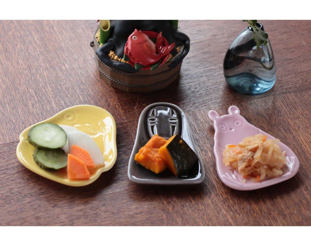 Official Ghibli Spirited Away Bean Plate Set of 3 • No Face Side Dish/Snack/Crockery • Japanese Mamezara Tableware - Kamaji Market