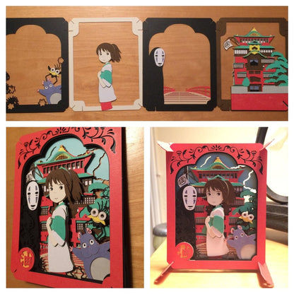 Official Ghibli Spirited Away Paper Theater • Diorama/Papercraft/Miniature/Home Decor • Anime Film Scene • Kaonashi (No Face) - Kamaji Market