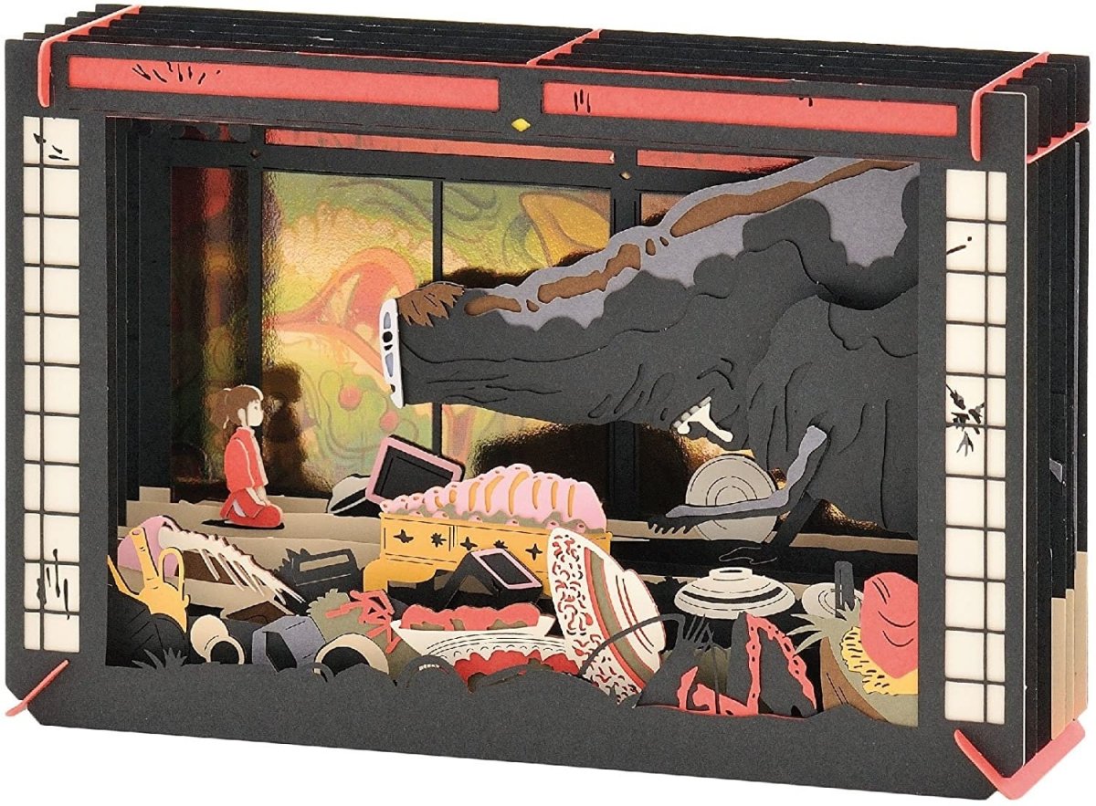 Official Ghibli Spirited Away Paper Theater Large • Diorama/Papercraft/Miniature/Home Decor • Anime Film Scene • Kaonashi (No Face) - Kamaji Market