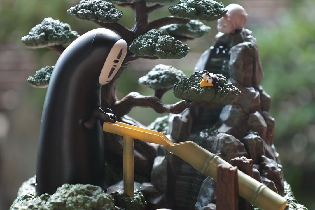 Official Ghibli Spirited Away Water Garden/Fountain • No Face Kaonashi Bonsai Home Decor/Interior Diorama - Kamaji Market