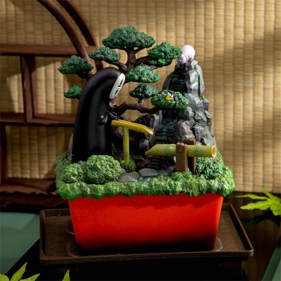 Official Ghibli Spirited Away Water Garden/Fountain • No Face Kaonashi Bonsai Home Decor/Interior Diorama - Kamaji Market