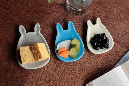 Official Ghibli Totoro Bean Plate Set of 3 • My Neighbor Totoro Side Dish/Snack/Crockery • Japanese Mamezara Tableware - Kamaji Market