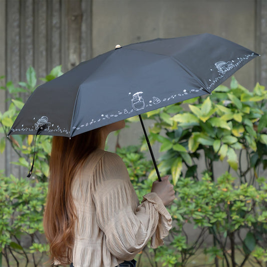 Official Ghibli Totoro Black Folding Umbrella • My Neighbor Totoro Decorative Accessory with Catbus - Kamaji Market