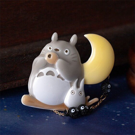 Official Ghibli Totoro Brooch "Moonlit Night" • My Neighbor Totoro Pin/Badge/Breastpin/Clip • Japanese Jewelry - Kamaji Market