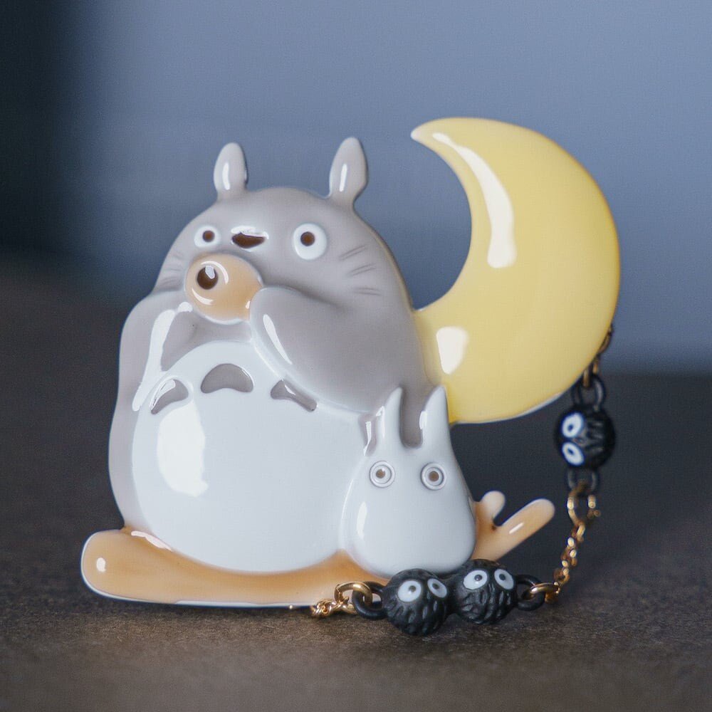 Official Ghibli Totoro Brooch "Moonlit Night" • My Neighbor Totoro Pin/Badge/Breastpin/Clip • Japanese Jewelry - Kamaji Market