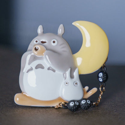 Official Ghibli Totoro Brooch "Moonlit Night" • My Neighbor Totoro Pin/Badge/Breastpin/Clip • Japanese Jewelry - Kamaji Market