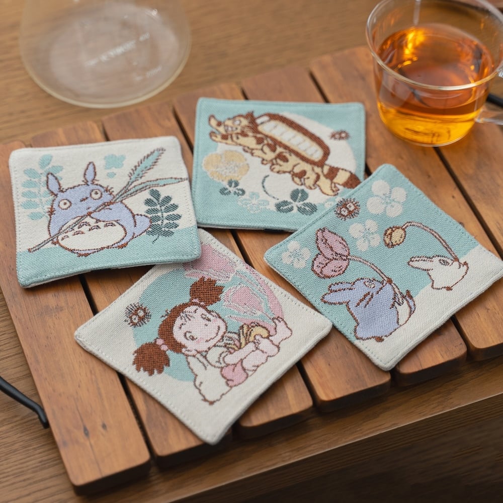 Official Ghibli Totoro Coaster Set of 4 • My Neighbor Totoro Mat/Beermat/Drink Coaster • Catbus Mei - Kamaji Market