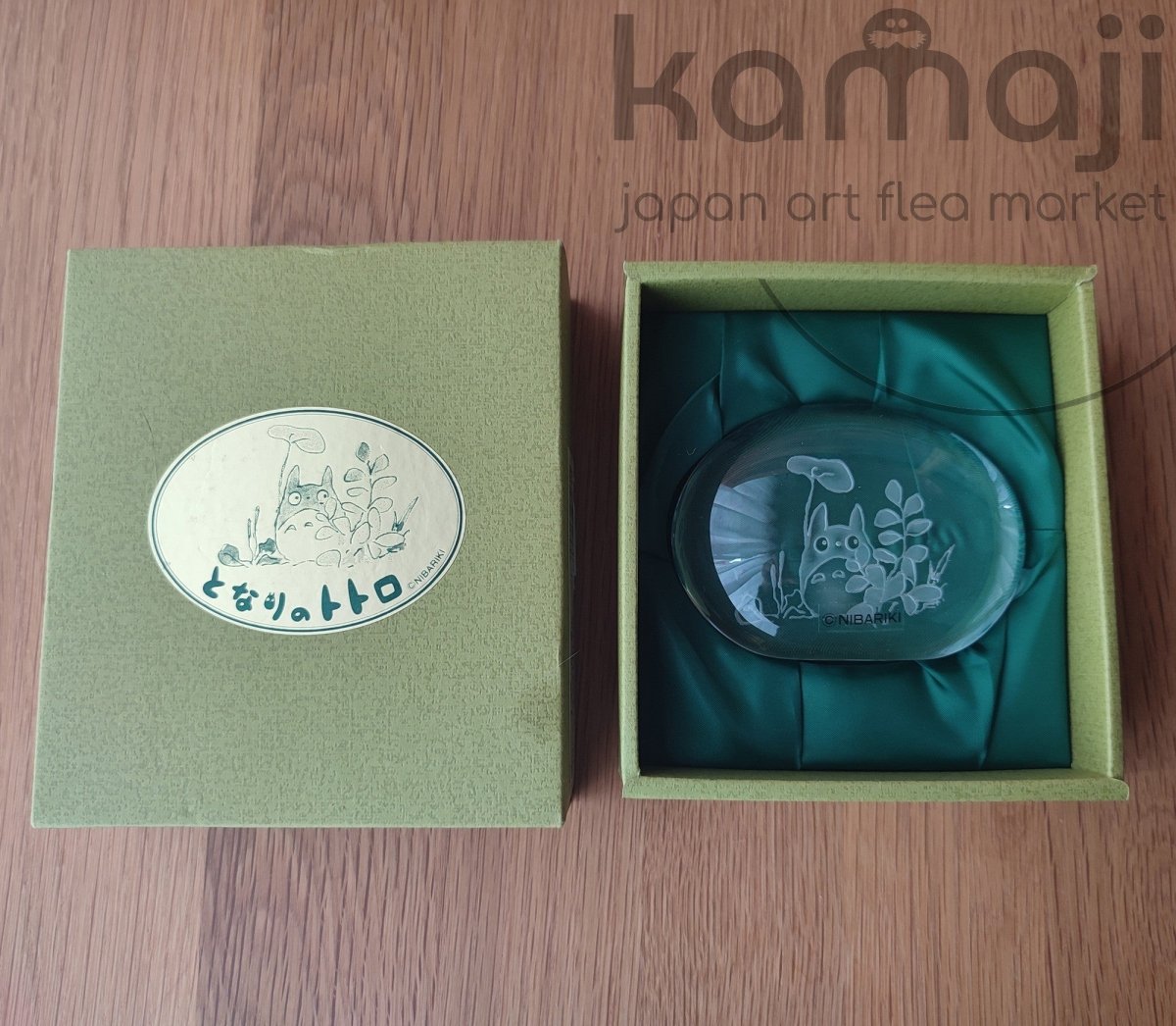 Official Ghibli Totoro Crystal Glass Paperweight • Totoro Behind the Leaves Home Decor • Noritake - Kamaji Market