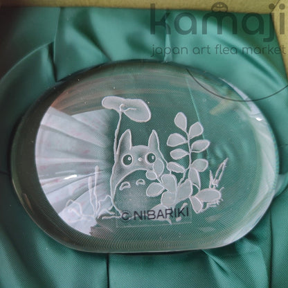 Official Ghibli Totoro Crystal Glass Paperweight • Totoro Behind the Leaves Home Decor • Noritake - Kamaji Market