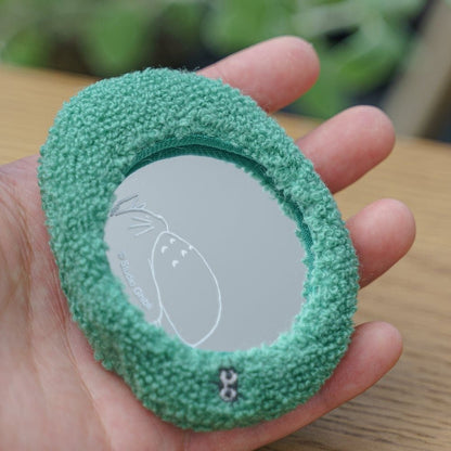 Official Ghibli Totoro Fluffy Mirror • My Neighbor Totoro Palm - size Mirror • Compact Pocket Makeup Hand Mirror - Kamaji Market