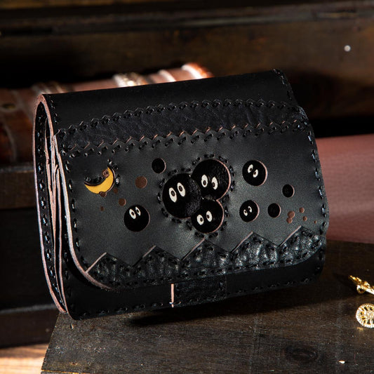 Official Ghibli Totoro Handmade Genuine Leather Wallet • Black Kurosuke Ojaga Design GBL - Kamaji Market
