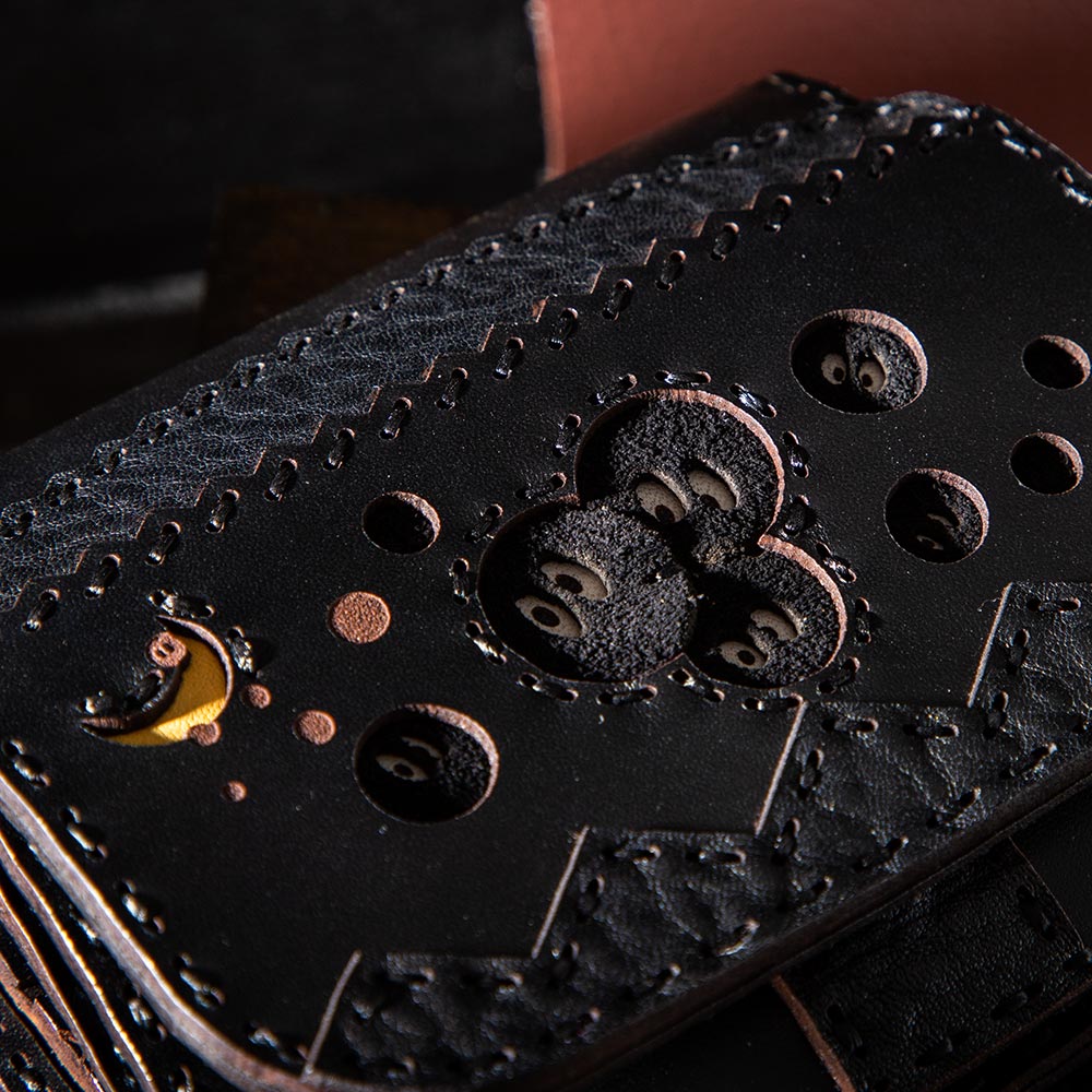 Official Ghibli Totoro Handmade Genuine Leather Wallet • Black Kurosuke Ojaga Design GBL - Kamaji Market