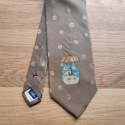 Official Ghibli Totoro Necktie • My Neighbor Totoro Neckwear/Ascot/Cravat/Accent Clothes • Beige Silk Neck Tie - Kamaji Market
