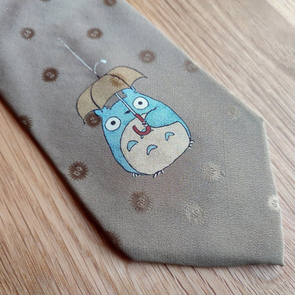 Official Ghibli Totoro Necktie • My Neighbor Totoro Neckwear/Ascot/Cravat/Accent Clothes • Beige Silk Neck Tie - Kamaji Market