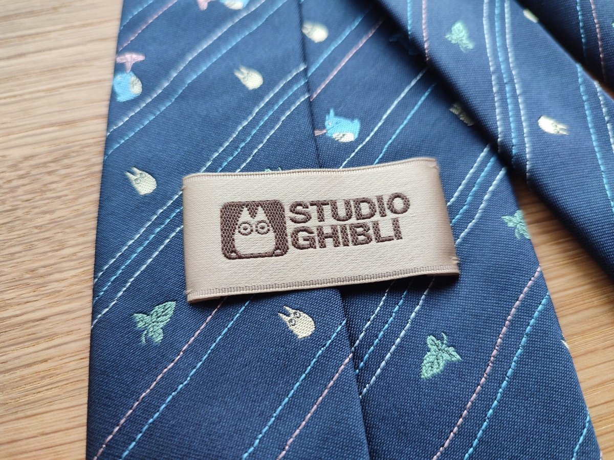 Official Ghibli Totoro Necktie • My Neighbor Totoro Neckwear/Ascot/Cravat/Accent Clothes • Blue Silk Neck Tie - Kamaji Market