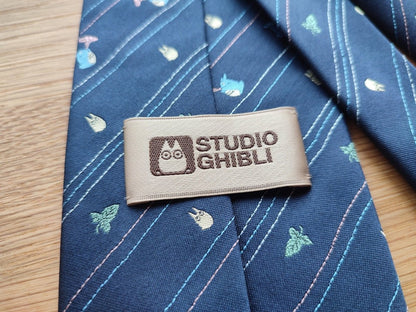 Official Ghibli Totoro Necktie • My Neighbor Totoro Neckwear/Ascot/Cravat/Accent Clothes • Blue Silk Neck Tie - Kamaji Market