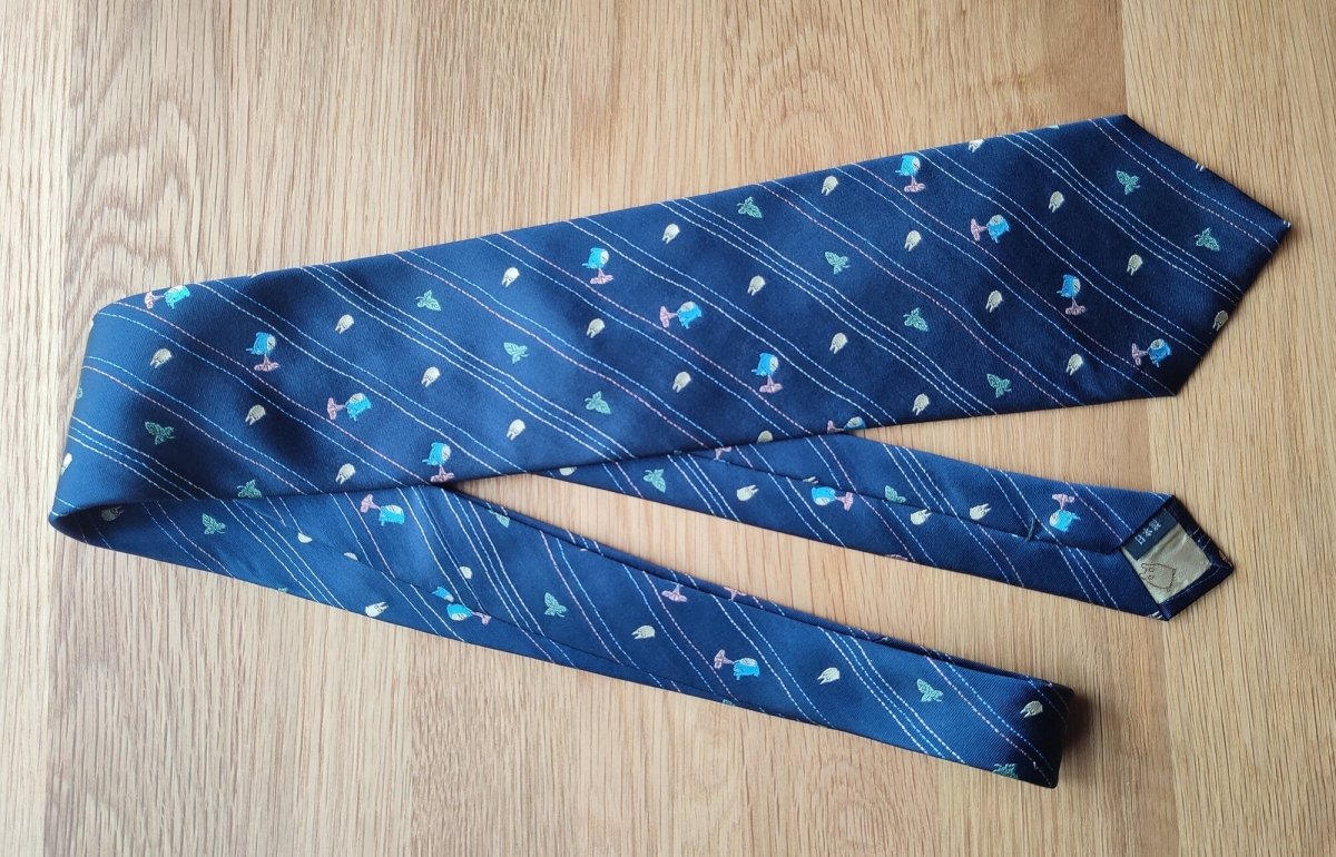 Official Ghibli Totoro Necktie • My Neighbor Totoro Neckwear/Ascot/Cravat/Accent Clothes • Blue Silk Neck Tie - Kamaji Market