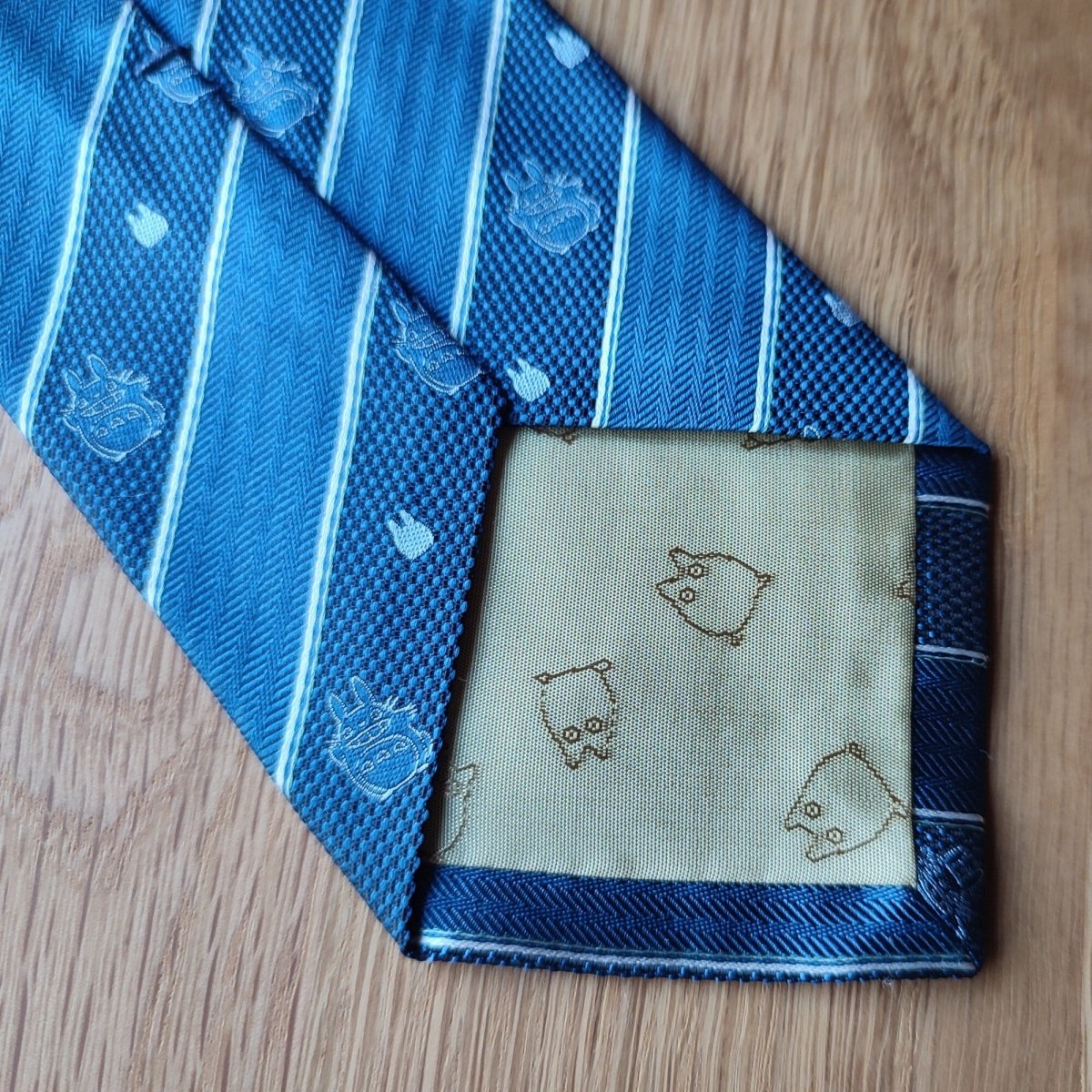 Official Ghibli Totoro Necktie • My Neighbor Totoro Neckwear/Ascot/Cravat/Accent Clothes • Blue Silk Neck Tie - Kamaji Market
