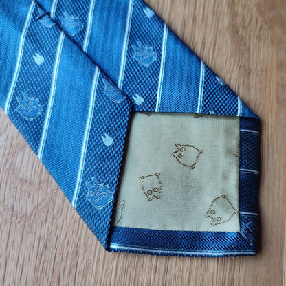 Official Ghibli Totoro Necktie • My Neighbor Totoro Neckwear/Ascot/Cravat/Accent Clothes • Blue Silk Neck Tie - Kamaji Market