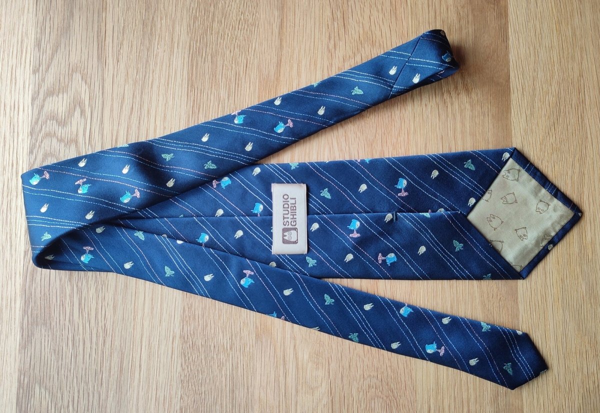 Official Ghibli Totoro Necktie • My Neighbor Totoro Neckwear/Ascot/Cravat/Accent Clothes • Blue Silk Neck Tie - Kamaji Market