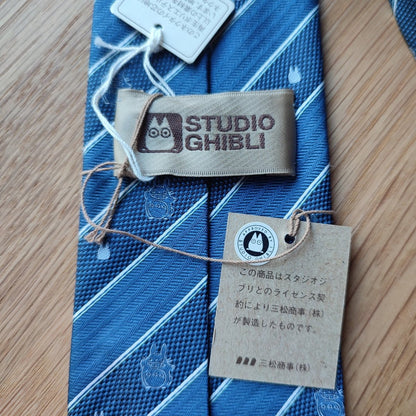 Official Ghibli Totoro Necktie • My Neighbor Totoro Neckwear/Ascot/Cravat/Accent Clothes • Blue Silk Neck Tie - Kamaji Market