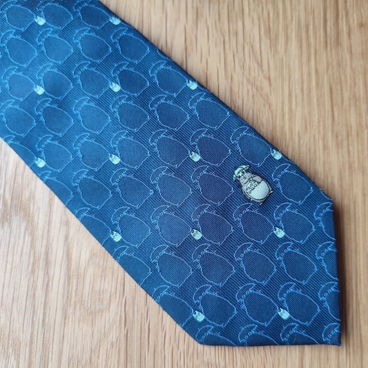 Official Ghibli Totoro Necktie • My Neighbor Totoro Neckwear/Ascot/Cravat/Accent Clothes • Blue Silk Neck Tie - Kamaji Market