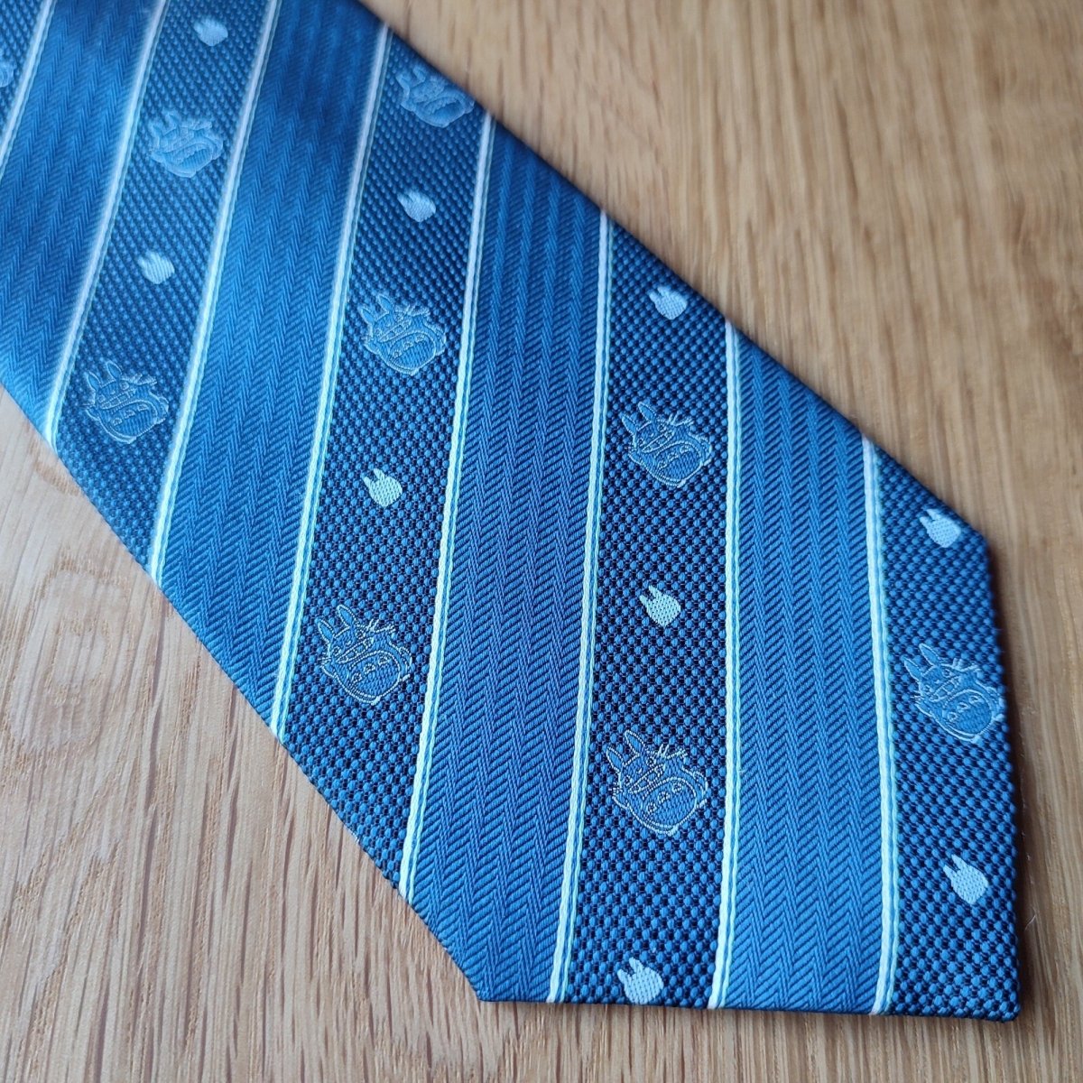 Official Ghibli Totoro Necktie • My Neighbor Totoro Neckwear/Ascot/Cravat/Accent Clothes • Blue Silk Neck Tie - Kamaji Market