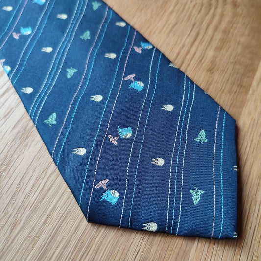 Official Ghibli Totoro Necktie • My Neighbor Totoro Neckwear/Ascot/Cravat/Accent Clothes • Blue Silk Neck Tie - Kamaji Market