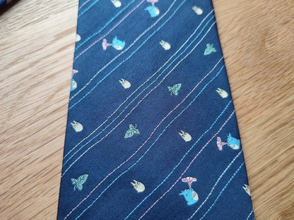 Official Ghibli Totoro Necktie • My Neighbor Totoro Neckwear/Ascot/Cravat/Accent Clothes • Blue Silk Neck Tie - Kamaji Market