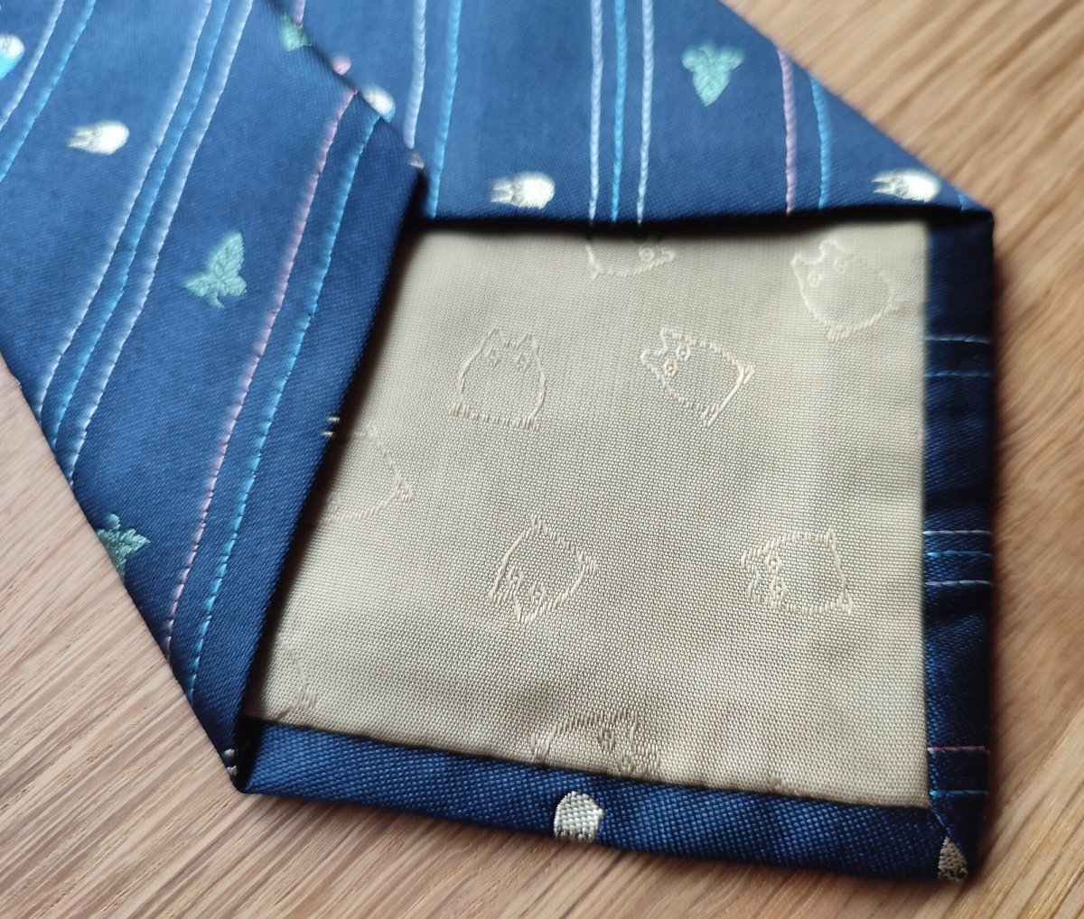 Official Ghibli Totoro Necktie • My Neighbor Totoro Neckwear/Ascot/Cravat/Accent Clothes • Blue Silk Neck Tie - Kamaji Market
