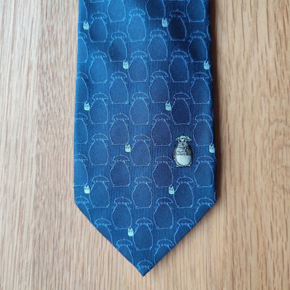 Official Ghibli Totoro Necktie • My Neighbor Totoro Neckwear/Ascot/Cravat/Accent Clothes • Blue Silk Neck Tie - Kamaji Market