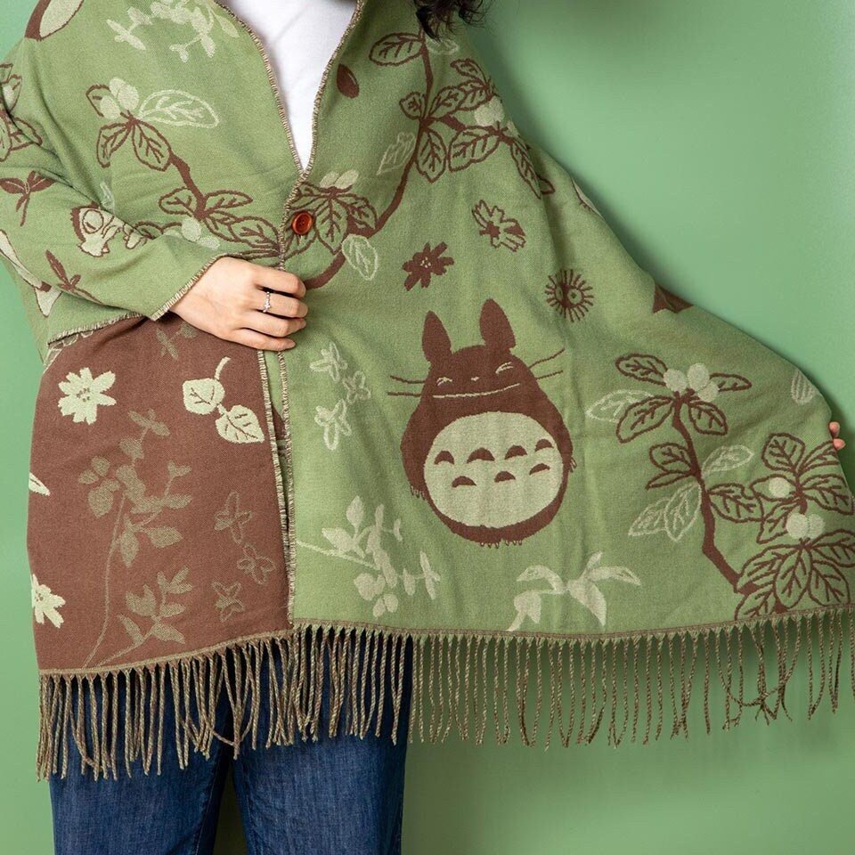 Official Ghibli Totoro Shoulder Shawl • My Neighbor Totoro Jacquard Stole/Scarf/Tippet/Cape/Put - on/Muffler • Catbus - Kamaji Market