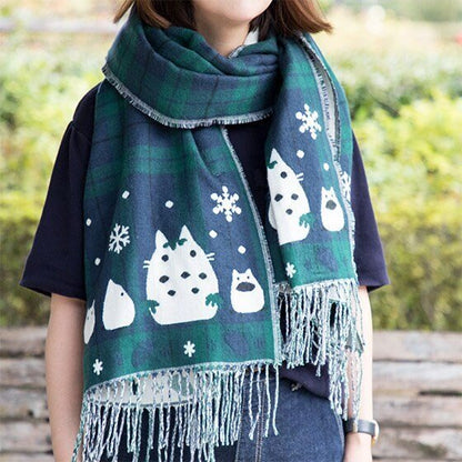 Official Ghibli Totoro Shoulder Shawl/Scarf • My Neighbor Totoro Jacquard Stole/Tippet/Cape/Put - on/Muffler - Kamaji Market